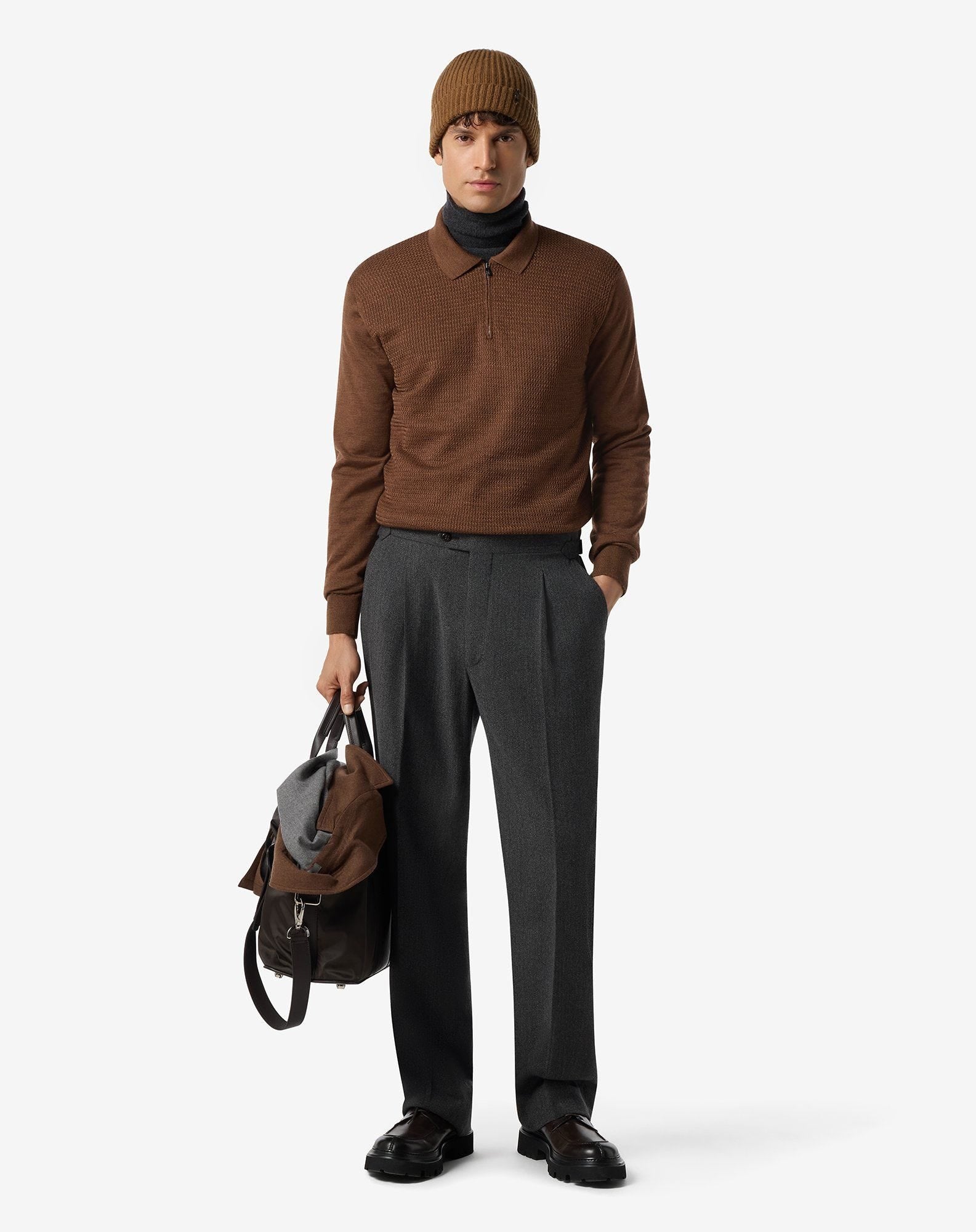 Grey wool and cotton trousers
