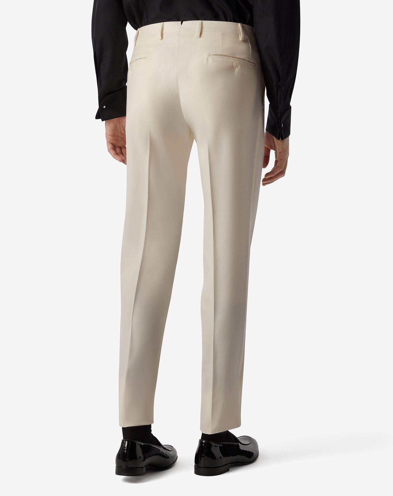White 120's wool trousers