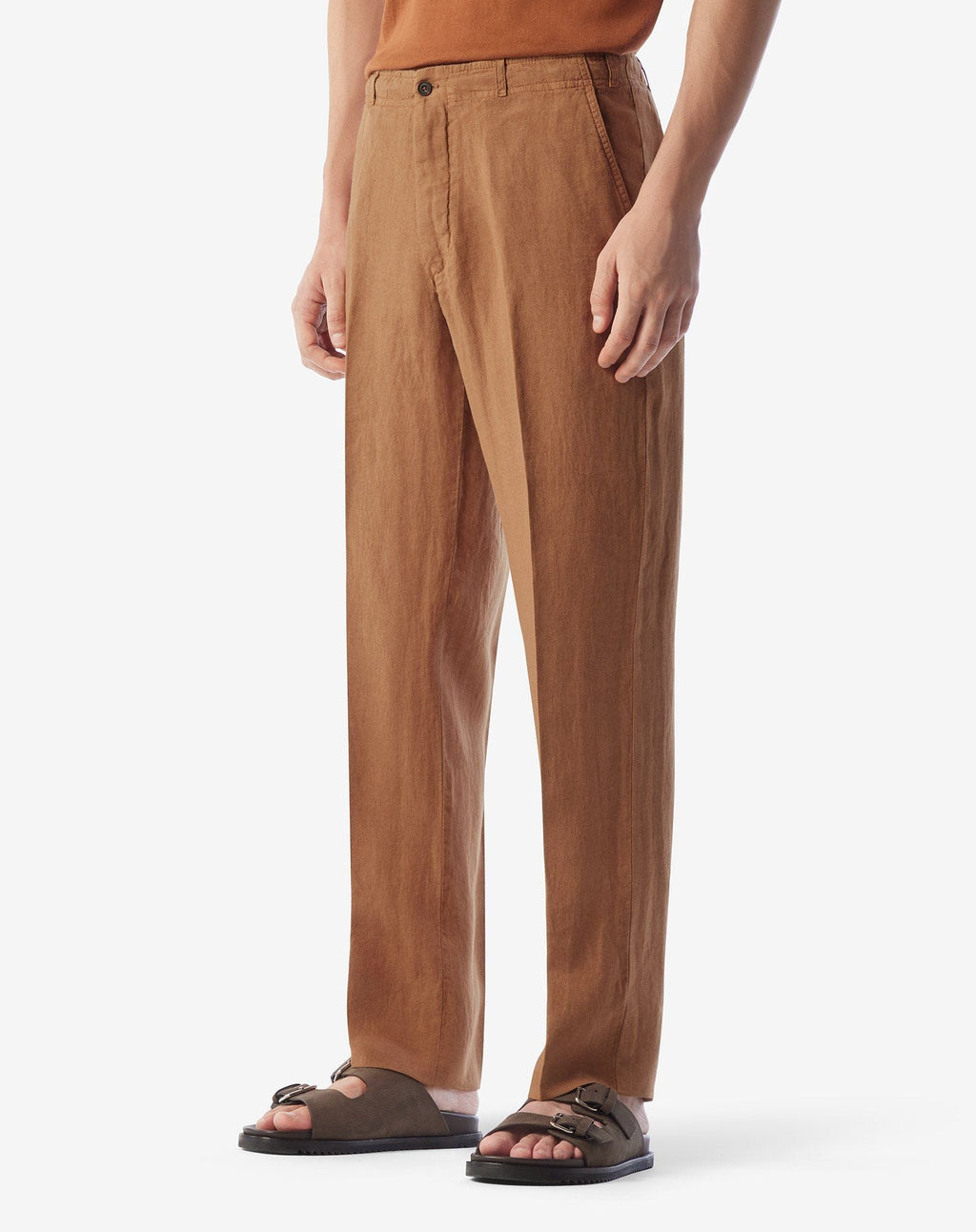 Rusty brown pure linen trousers