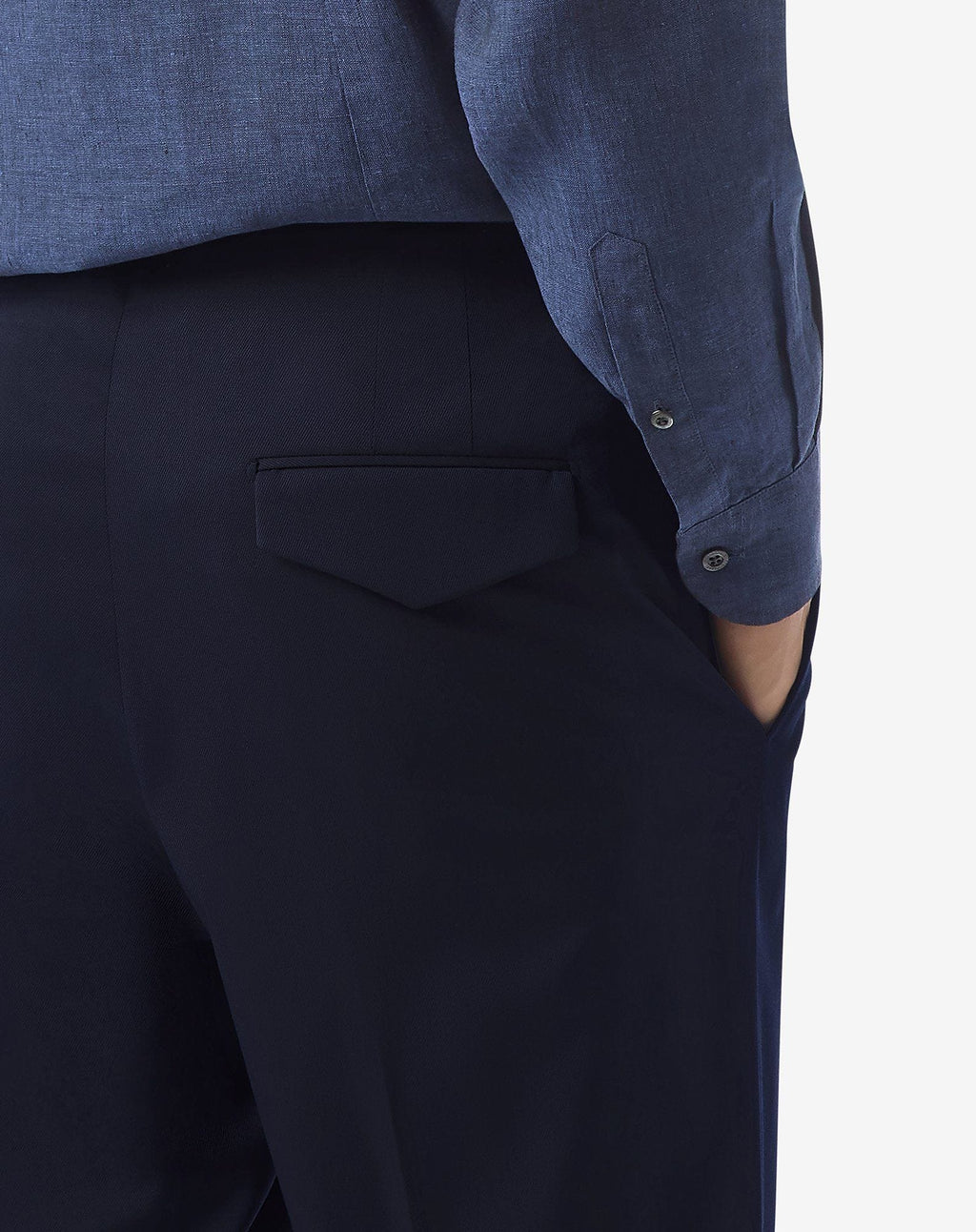 Navy blue stretch wool trousers