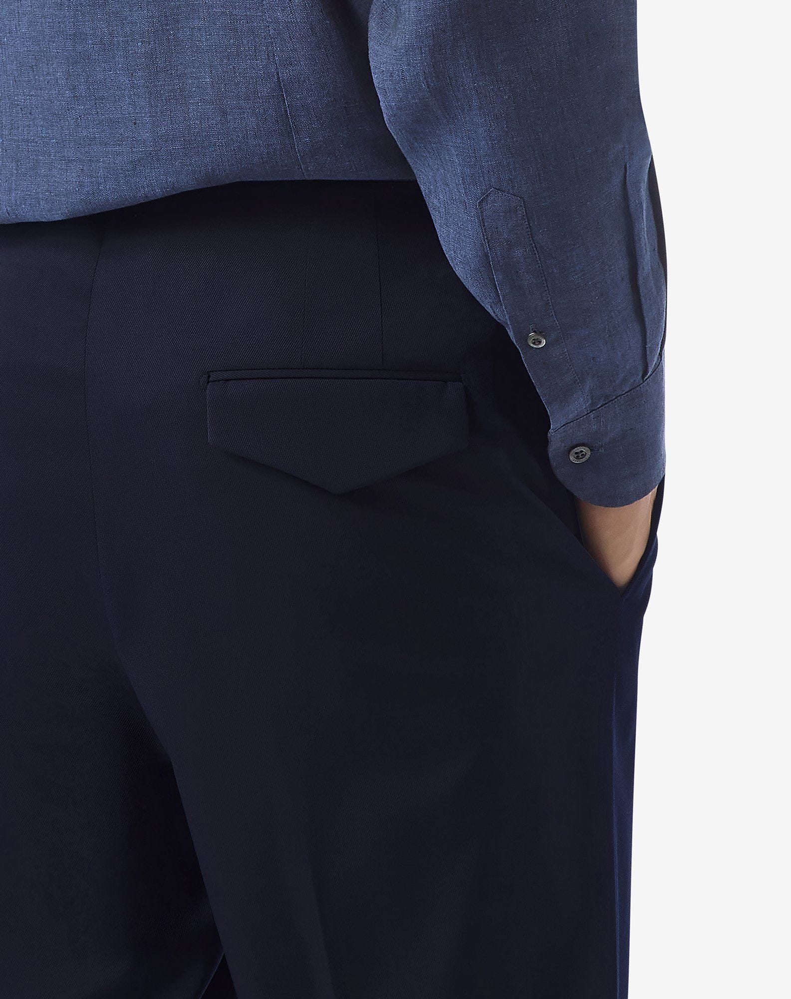 Navy blue stretch wool trousers