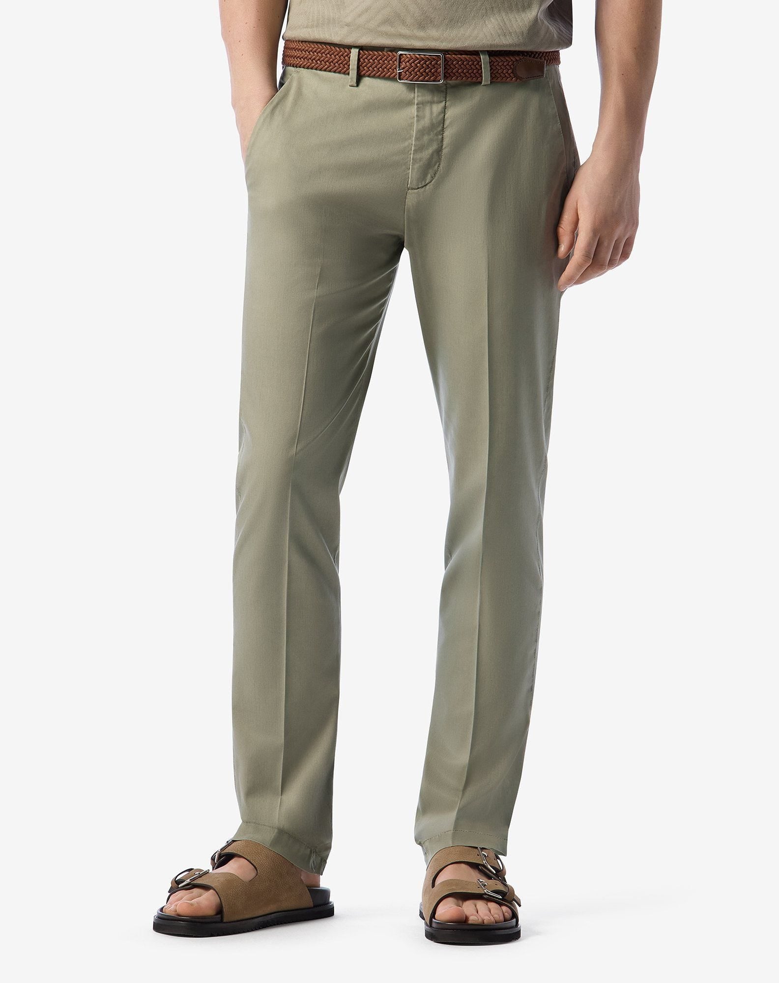 Khaki stretch gabardine chinos