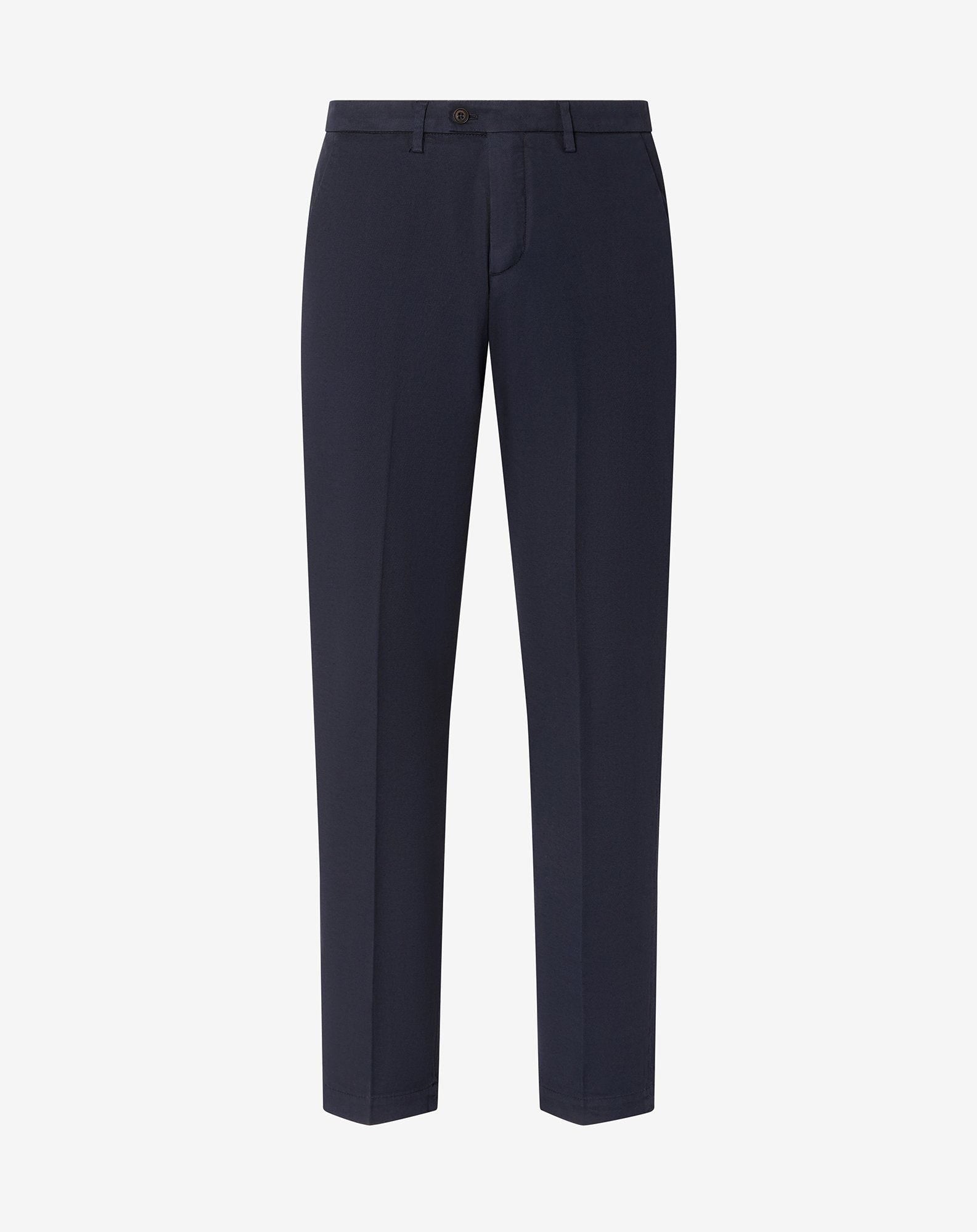 Navy blue stretch cotton and linen chinos