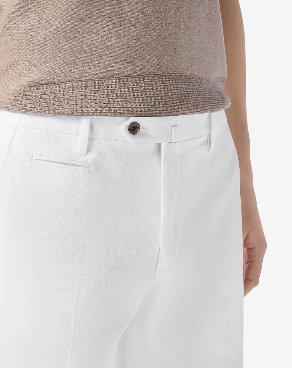 White stretch cotton gabardine trousers