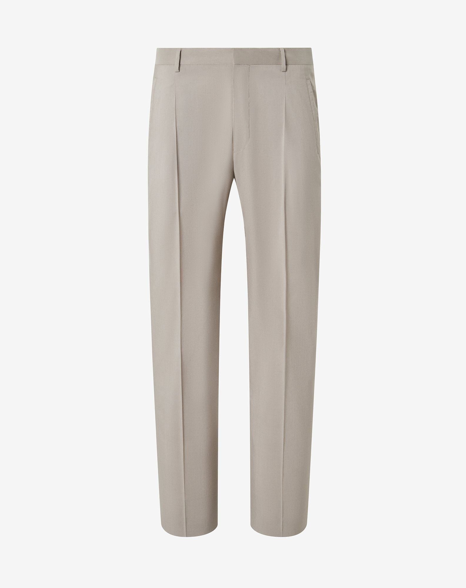 Beige stretch silk and cotton trousers