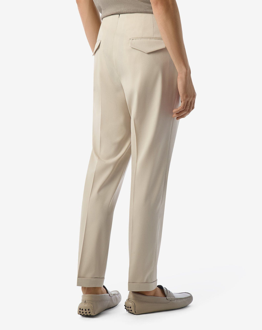 Beige stretch wool trousers