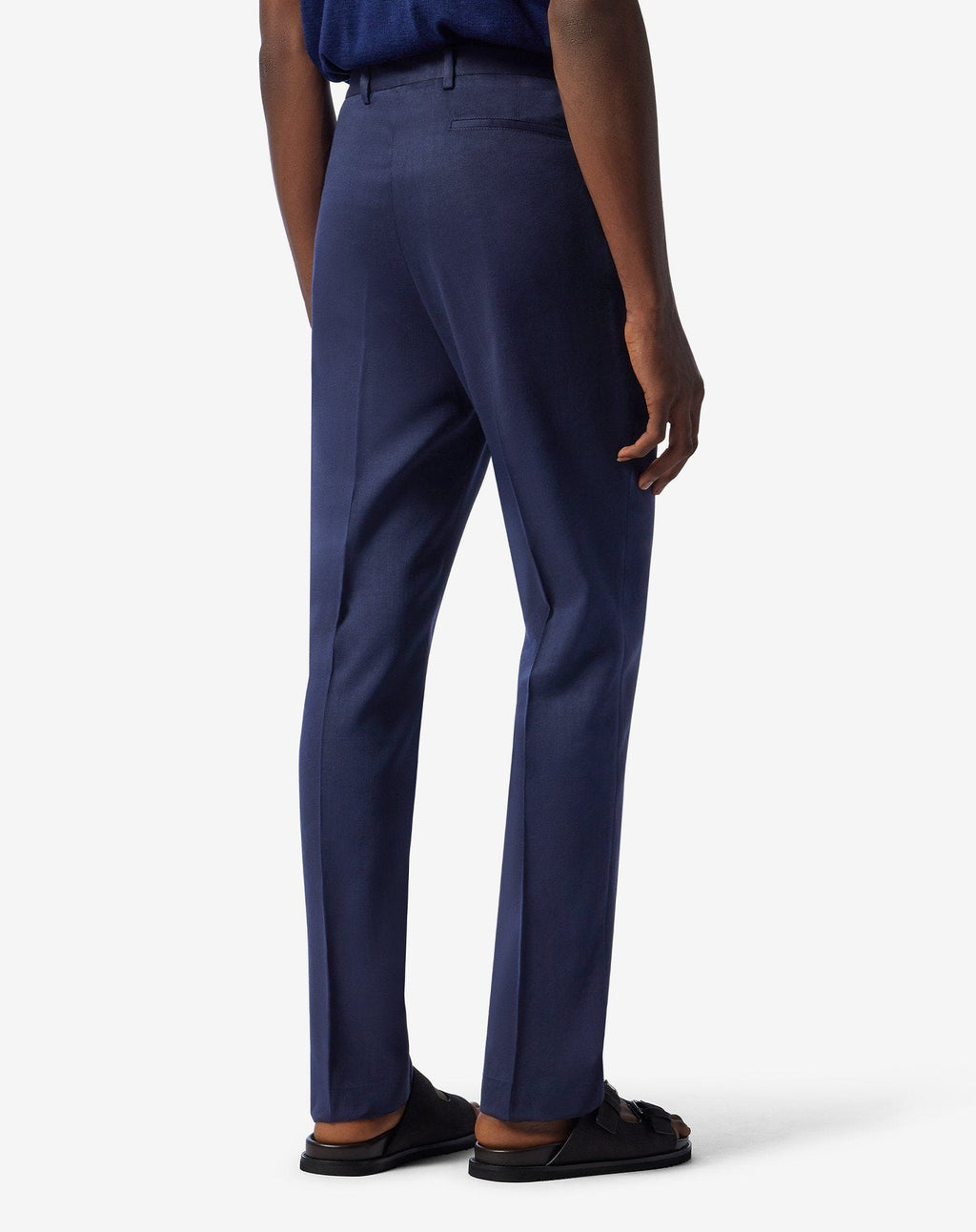 Blue linen, wool and mohair chinos