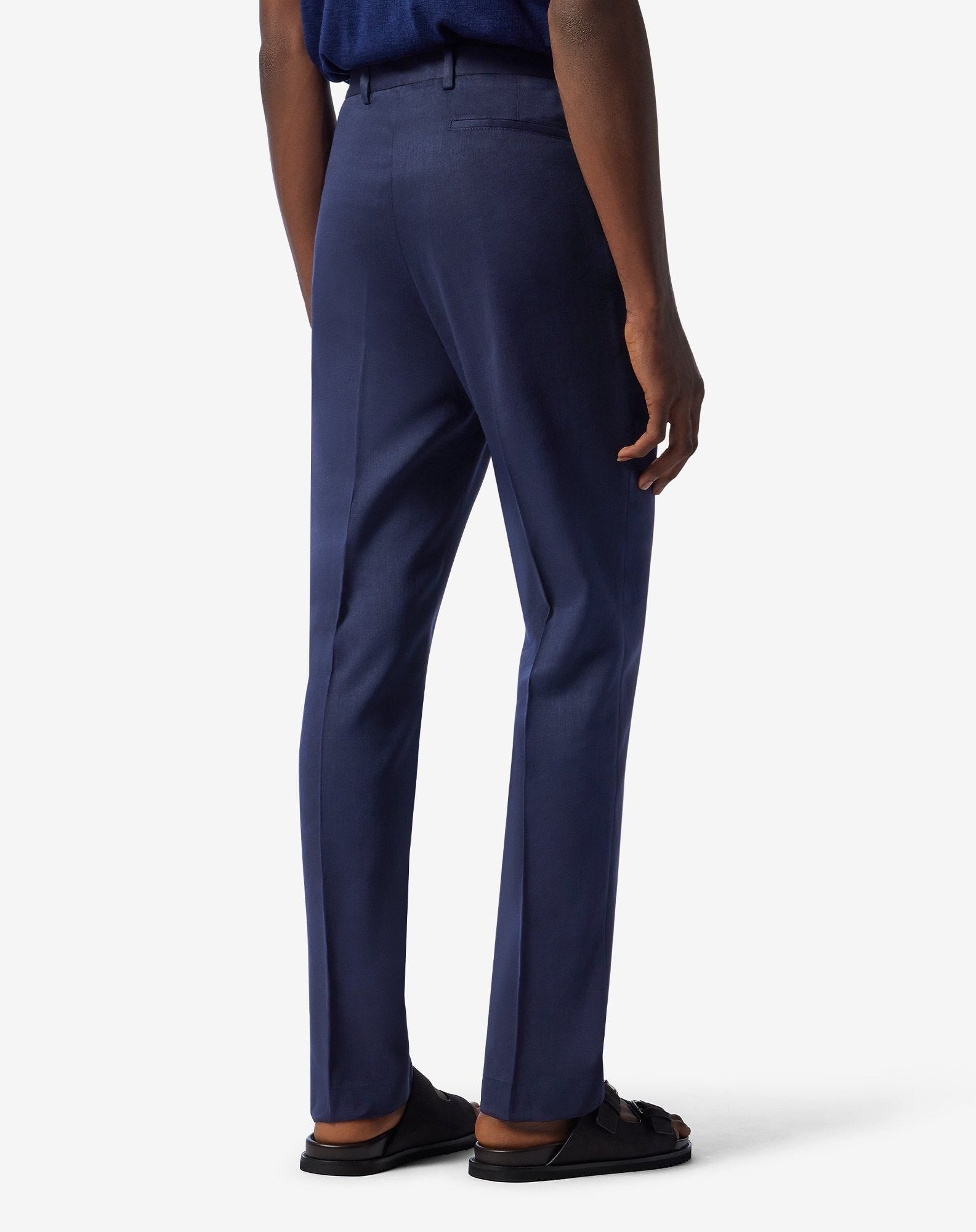 Blue linen, wool and mohair chinos