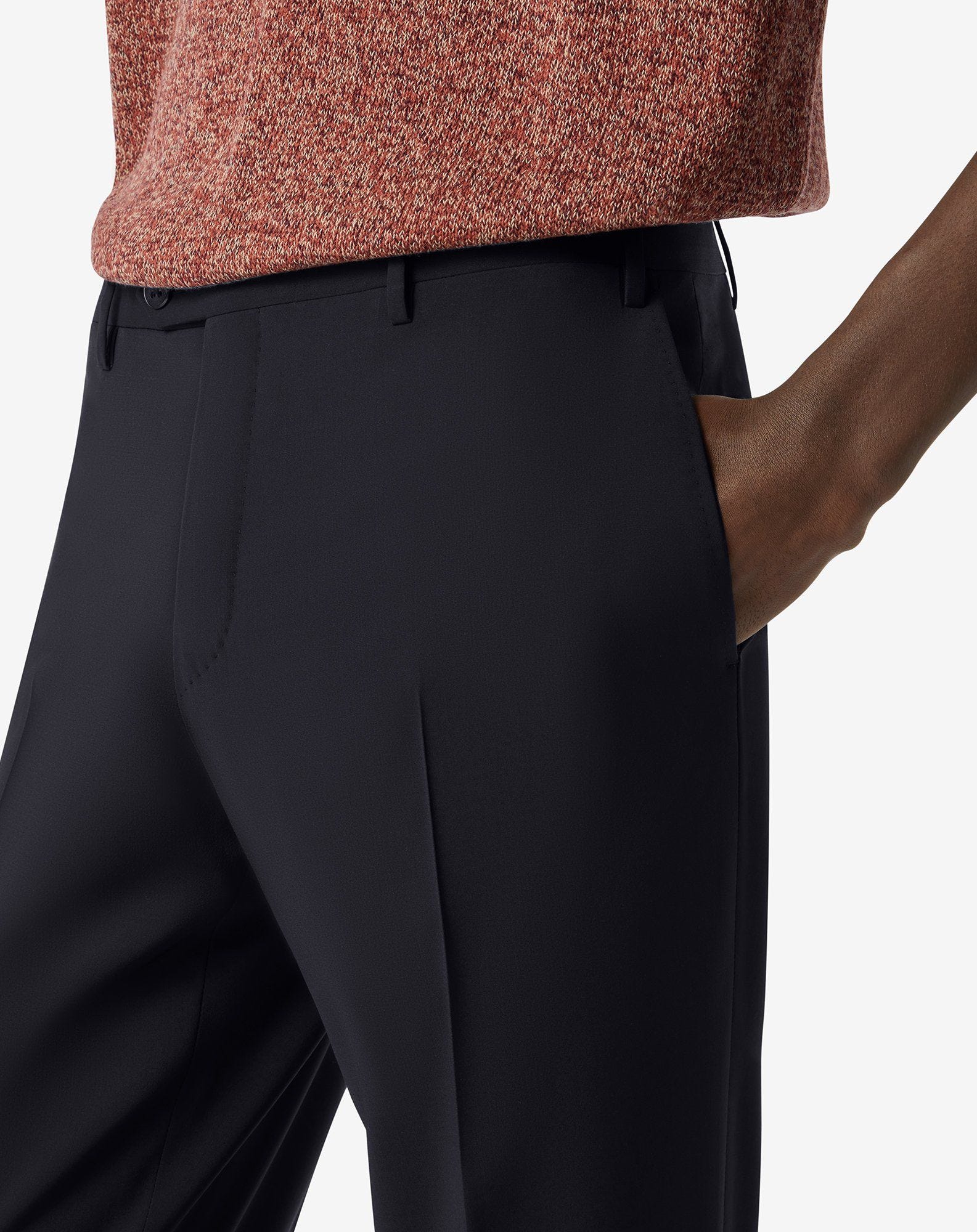 Brown pure wool flannel trousers
