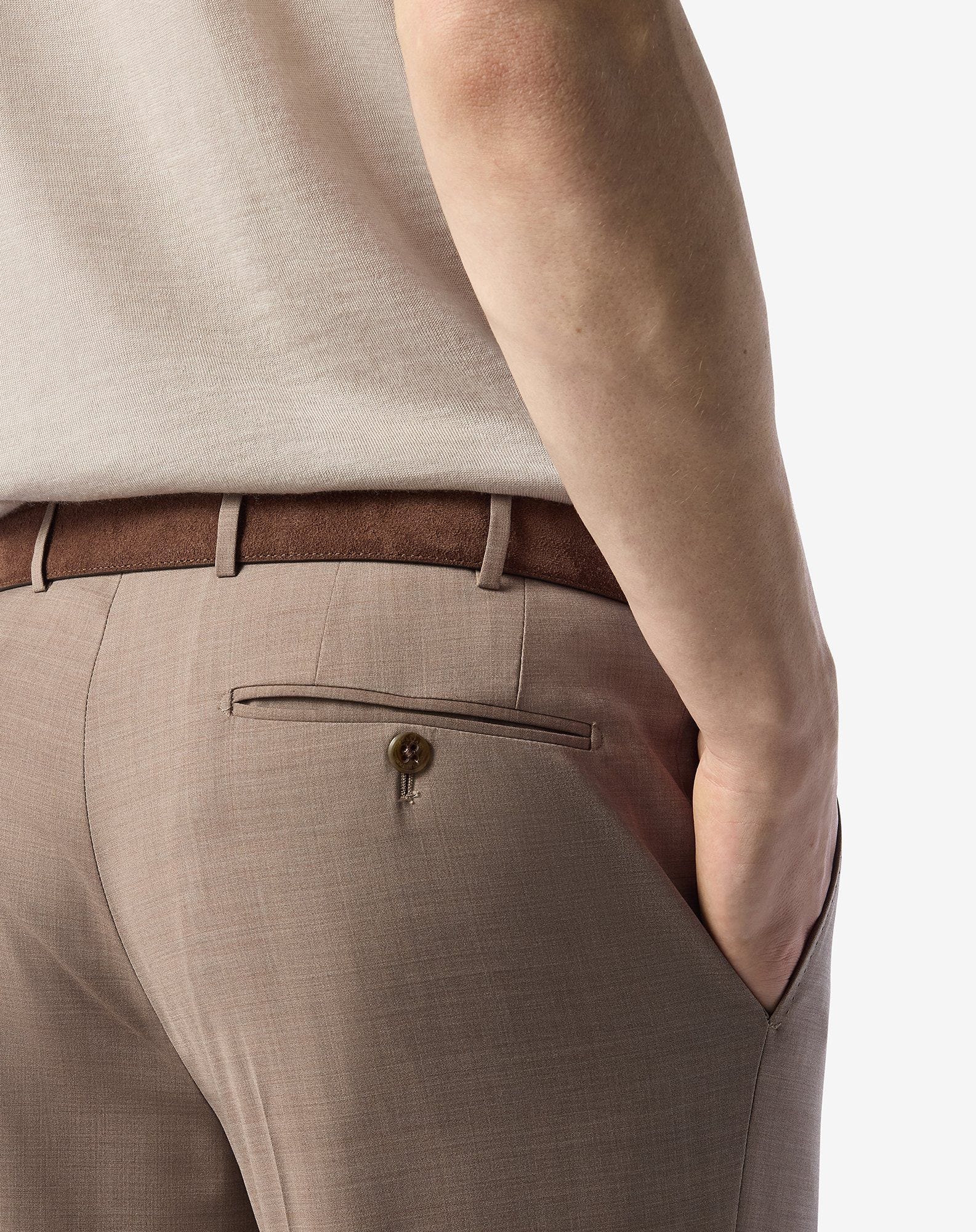 Beige 120's stretch wool trousers