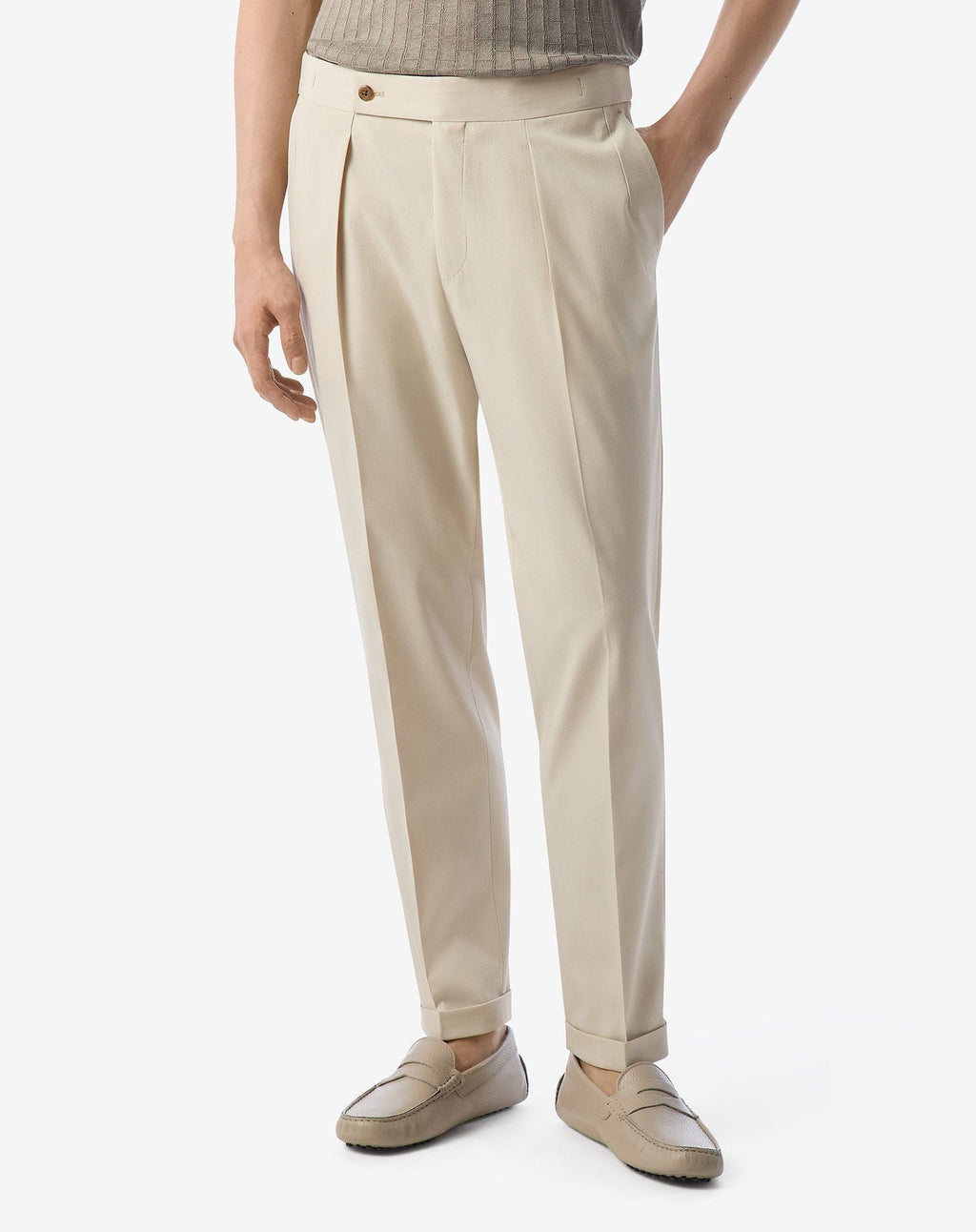 Beige stretch wool trousers