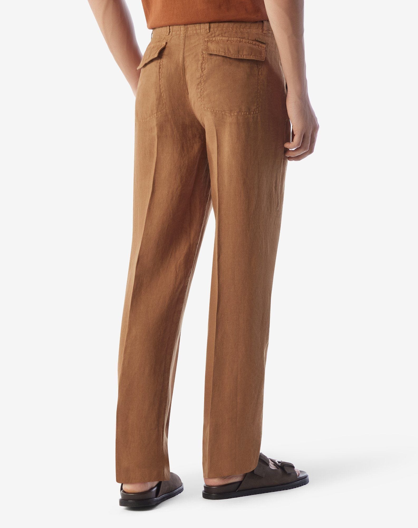 Rusty brown pure linen trousers