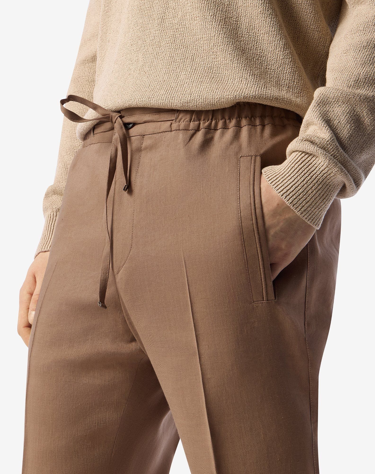 Beige linen, wool and mohair trousers