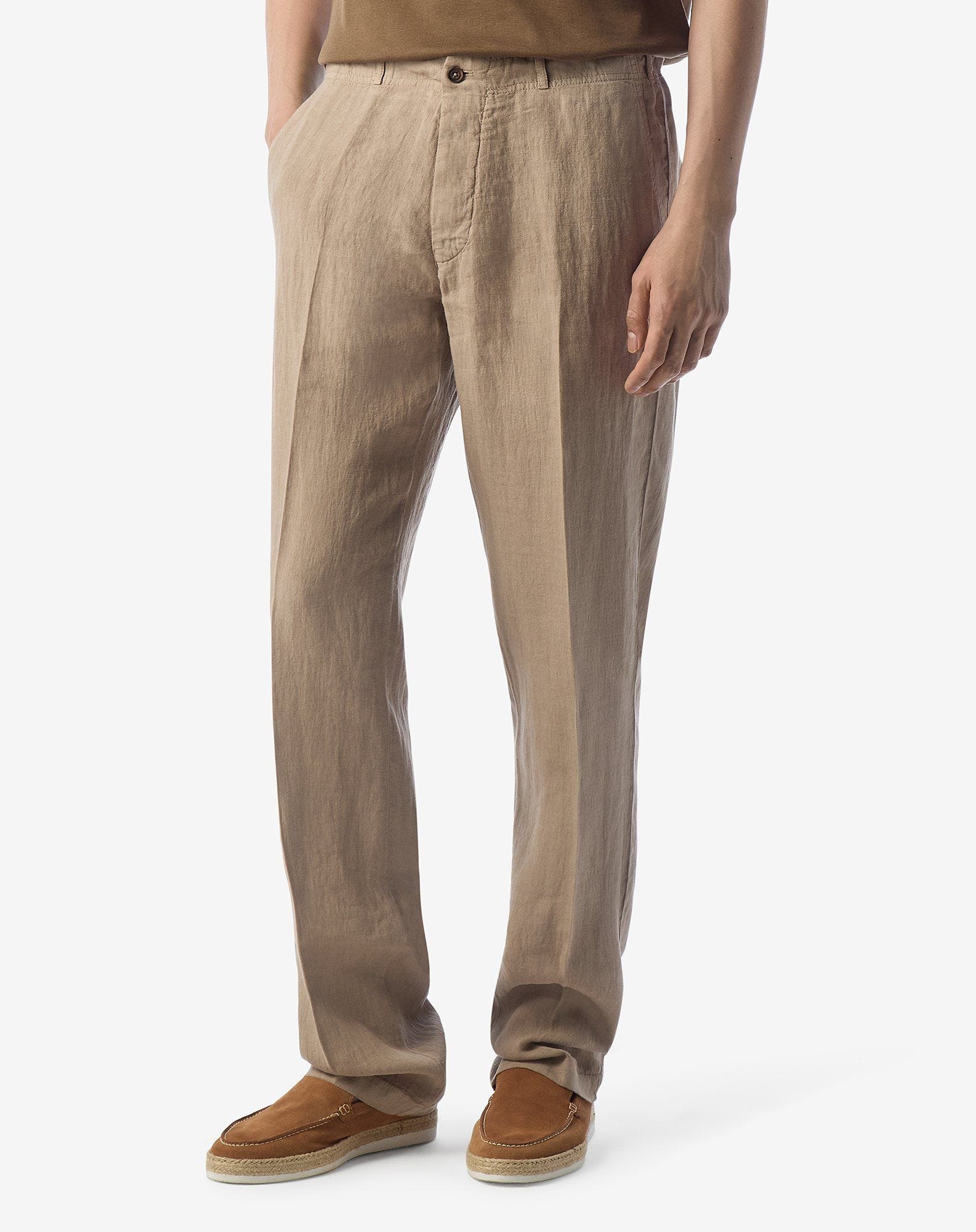 Beige pure linen trousers