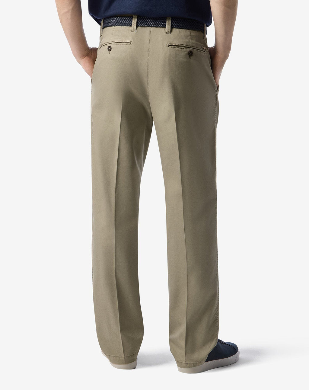 Khaki stretch lyocell cotton trousers