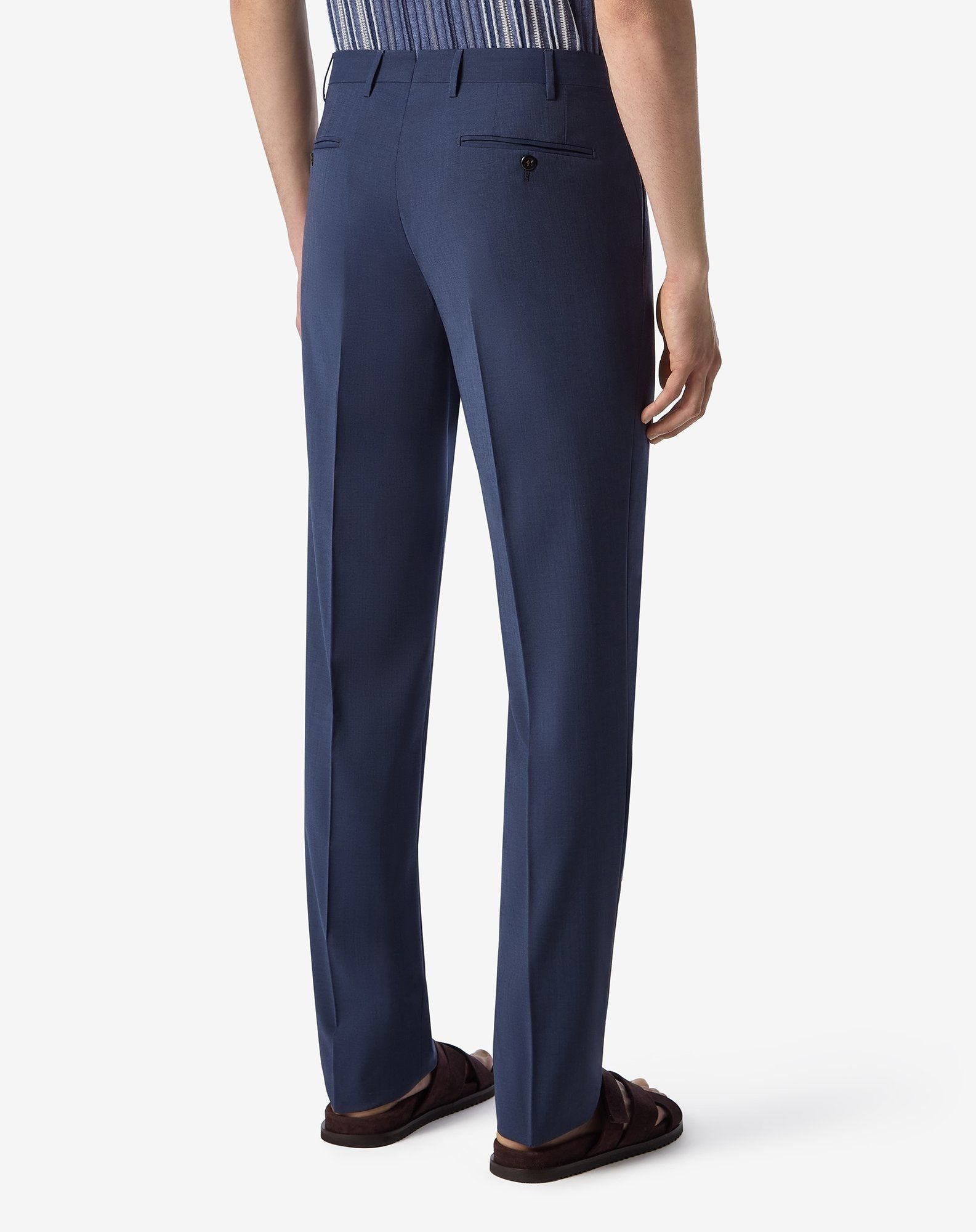 Blue 120's stretch wool trousers