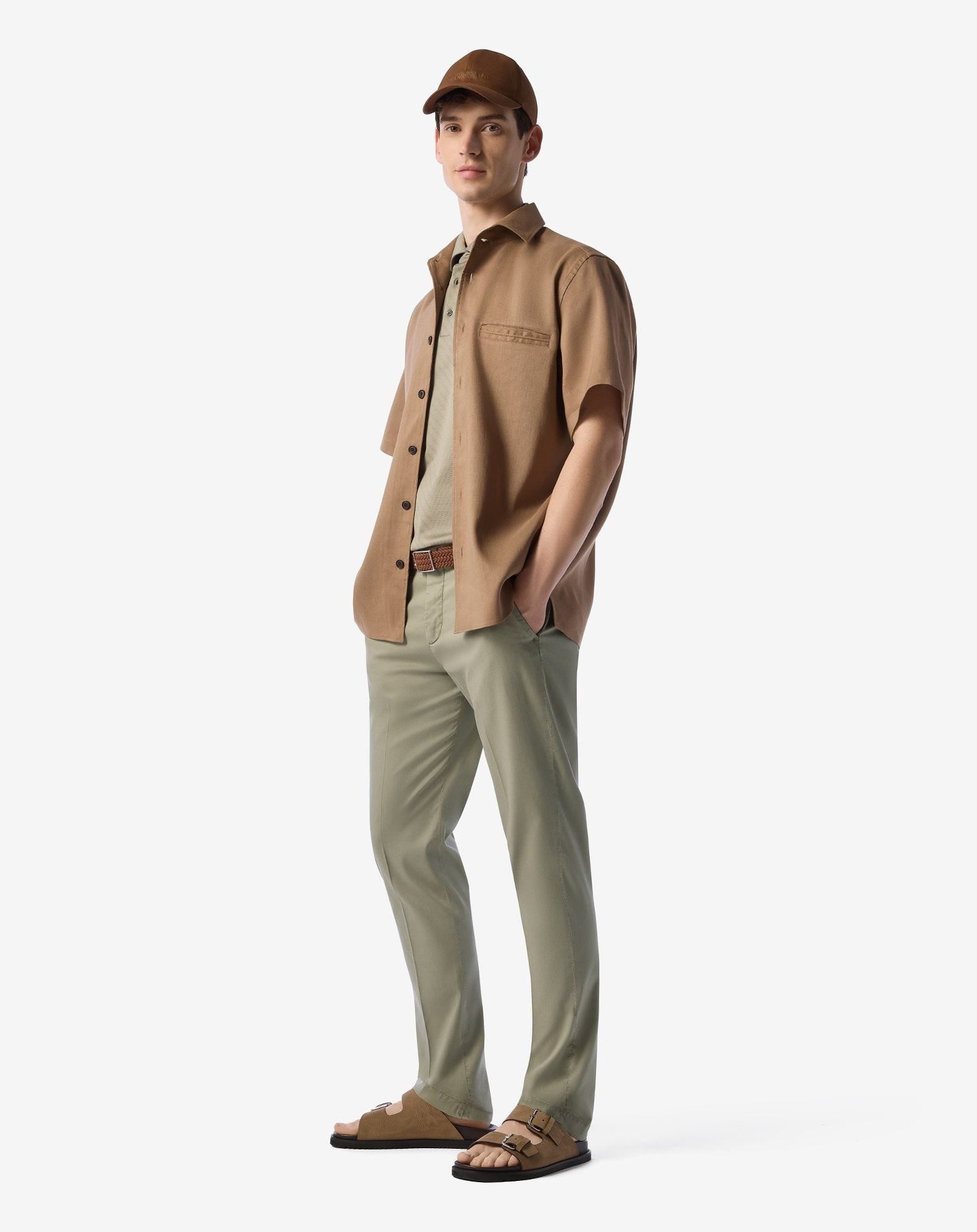 Khaki stretch gabardine chinos