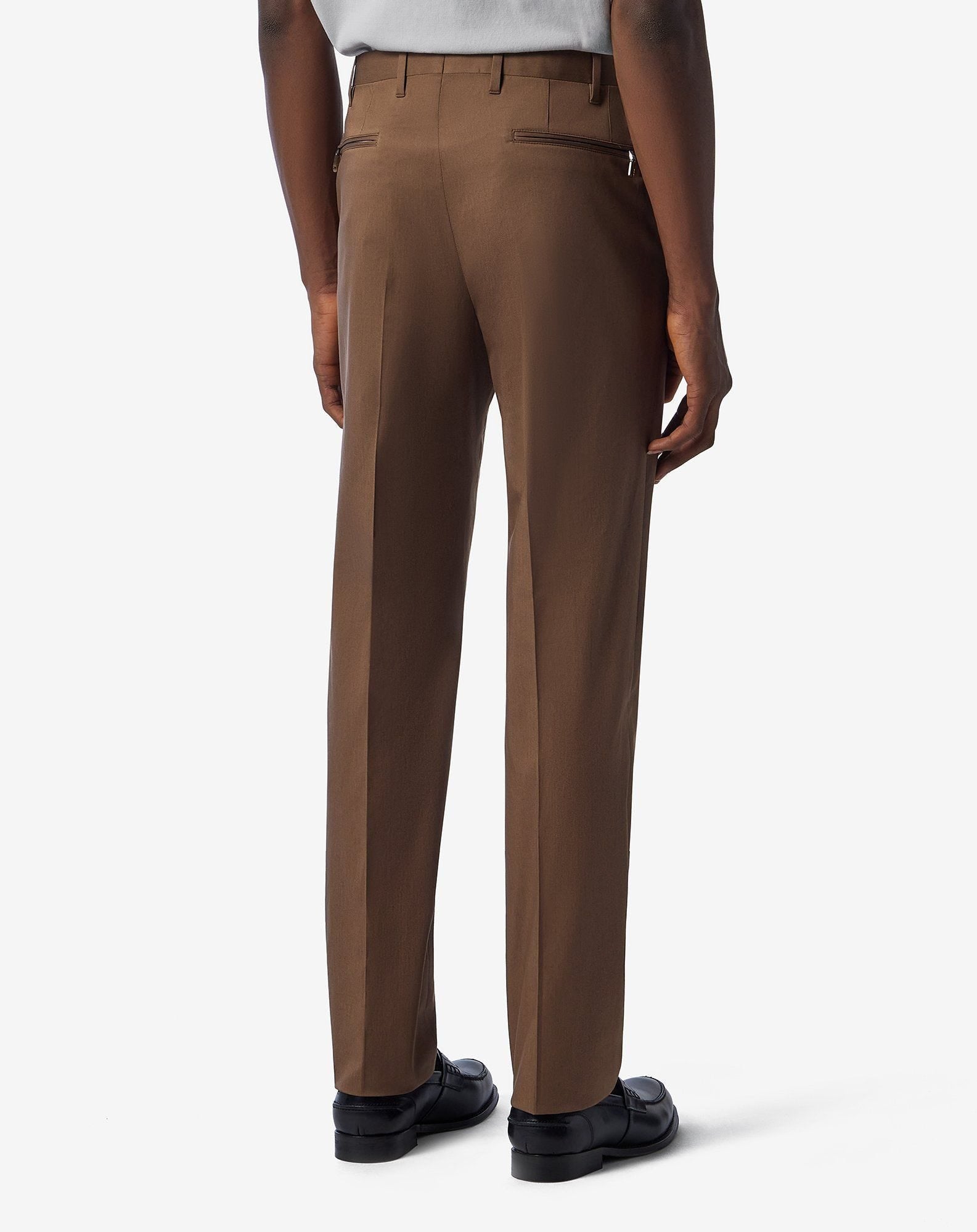 Brown stretch cotton gabardine trousers