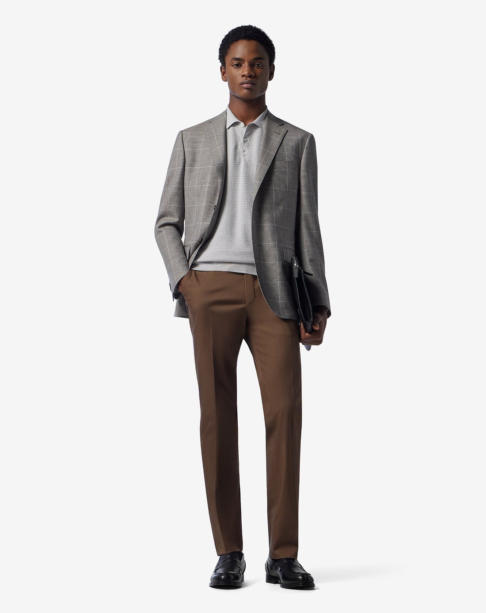 Brown stretch cotton gabardine trousers