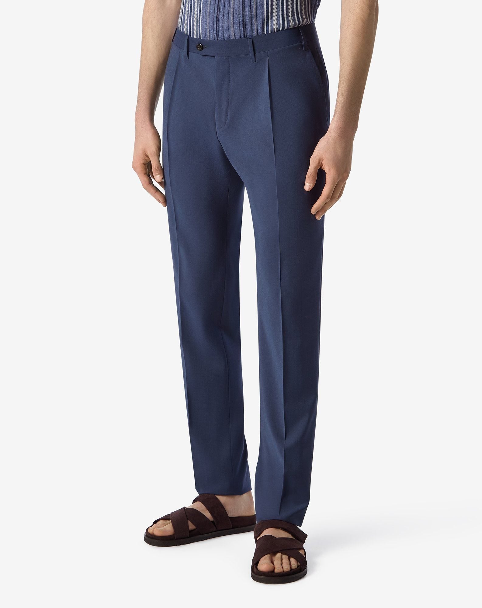 Blue 120's stretch wool trousers