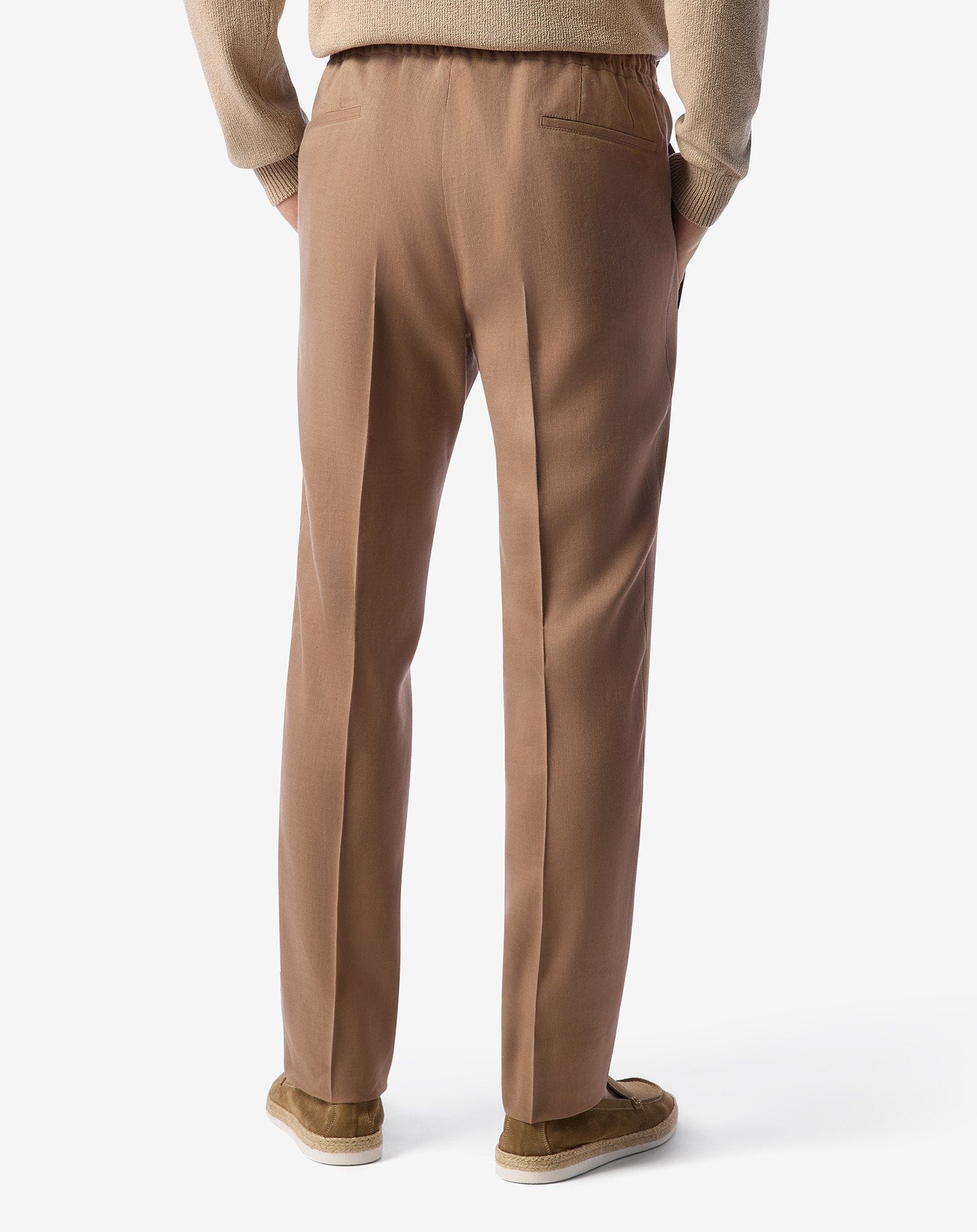 Beige linen, wool and mohair trousers