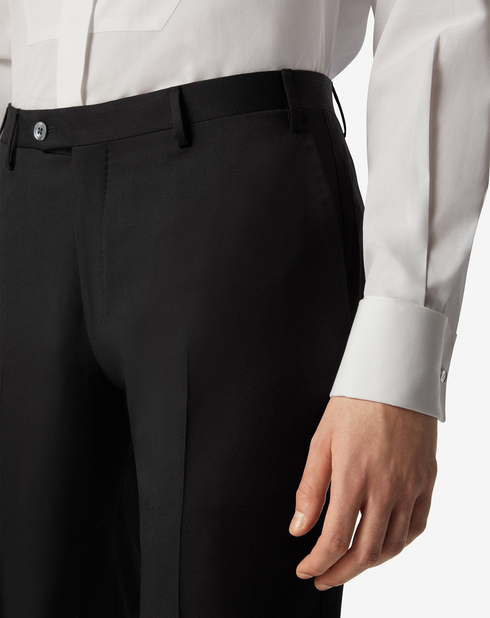 Black 130's wool trousers