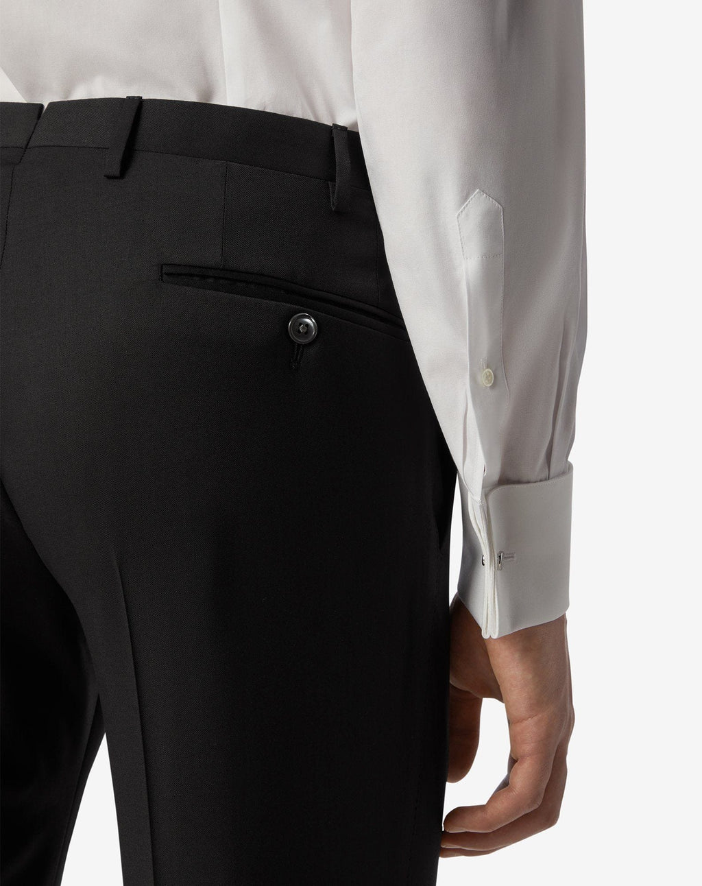 Black 130's wool trousers