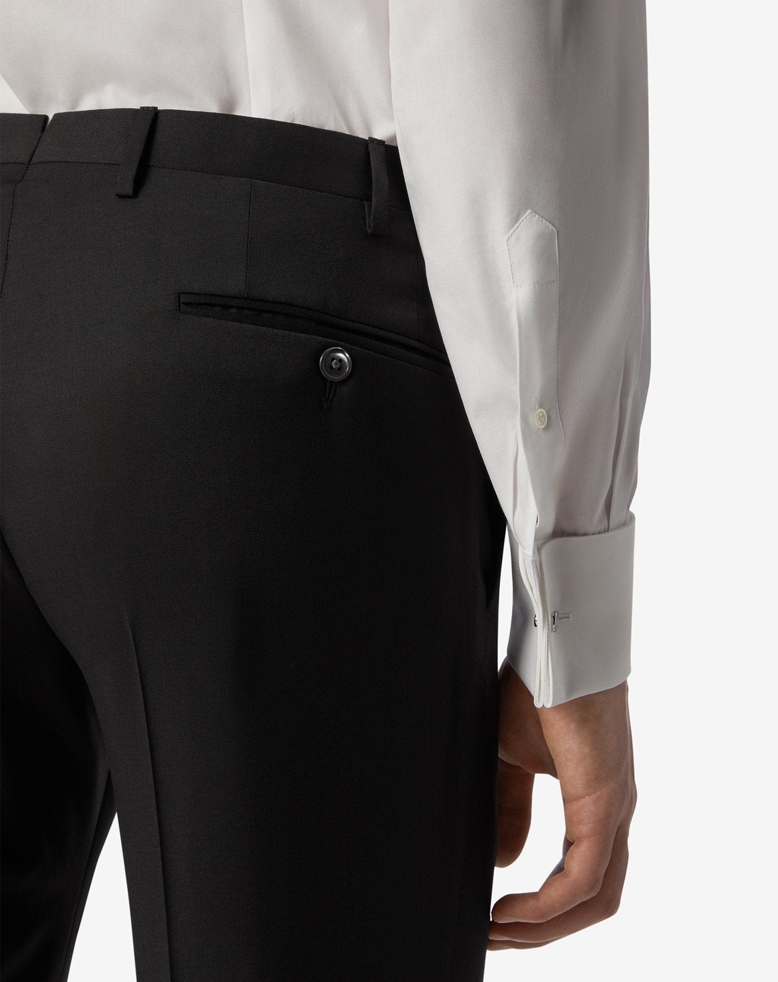 Black 130's wool trousers