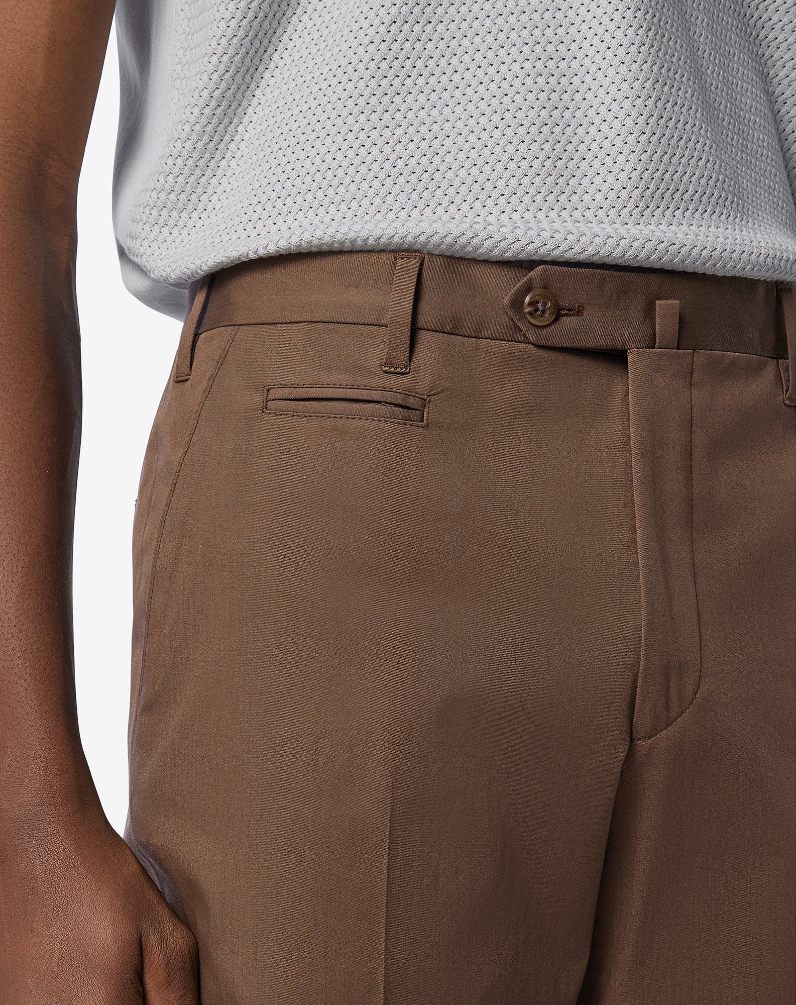 Brown stretch cotton gabardine trousers